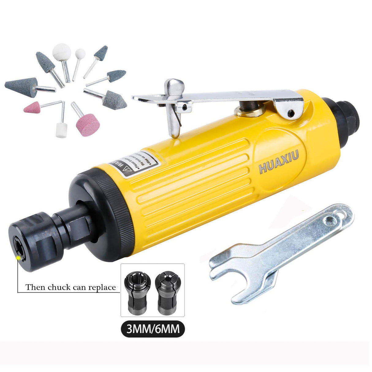 Air Die Grinder with 1/4"(6MM) and 1/8"(3MM) Collets, Pneumatic Die Grinder Kit, 22000 RPM BPJOWVIL
