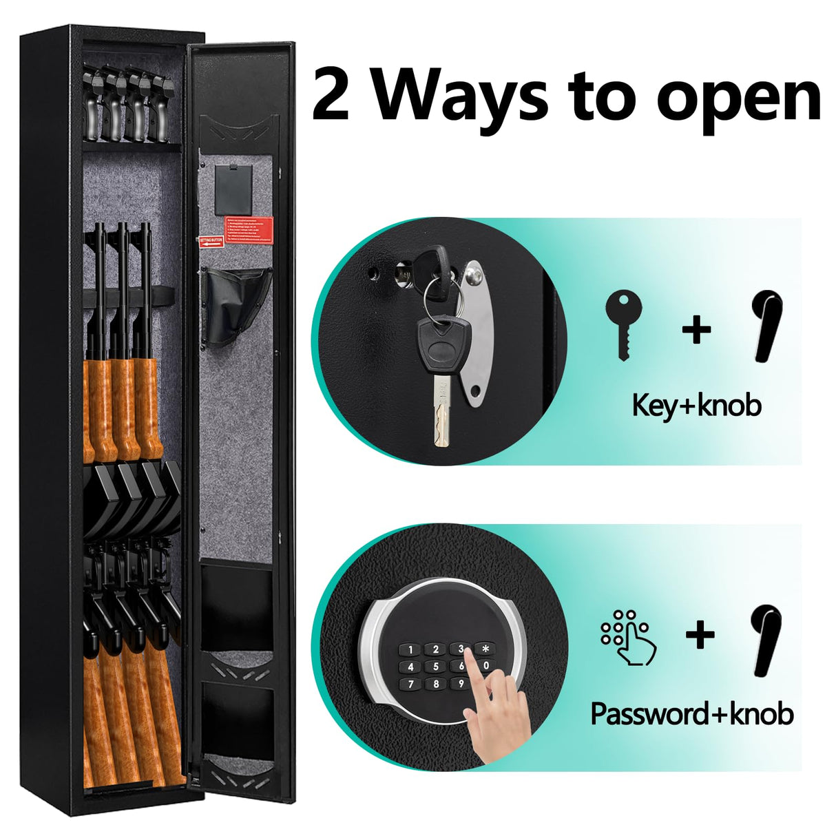 KAER Gun Safe,Rifle Safe,Gun Safes for Home Rifle and Pistols,Gun Security Cabinet,Gun Cabinet for Rifles and Shotguns with Removable Storage Shelf KAER