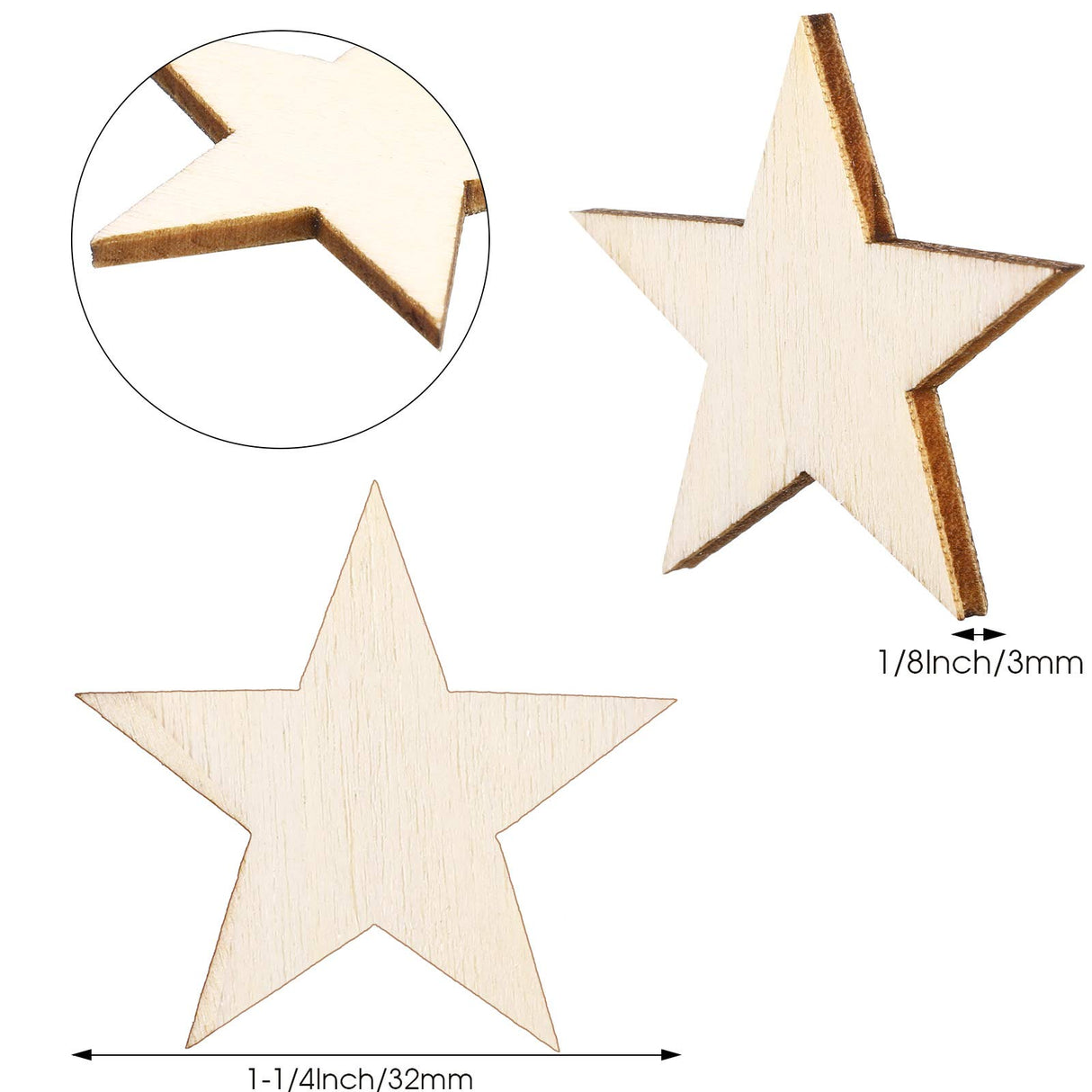 Gejoy 500 Pieces Star Shape Unfinished Wood Pieces, Blank Wood Pieces Wooden Cutouts Ornaments for Craft Project and Decoration (1-1/4 Inch) Gejoy