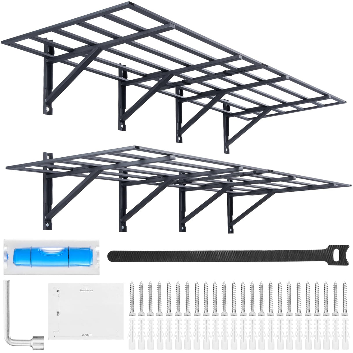VEVOR Garage Shelving Wall Mounted, 2 x 6 ft Heavy Duty Garage Wall Shelves, 1600 lbs Load Capacity Garage Storage Rack Floating Shelves, 2 Pack, VEVOR