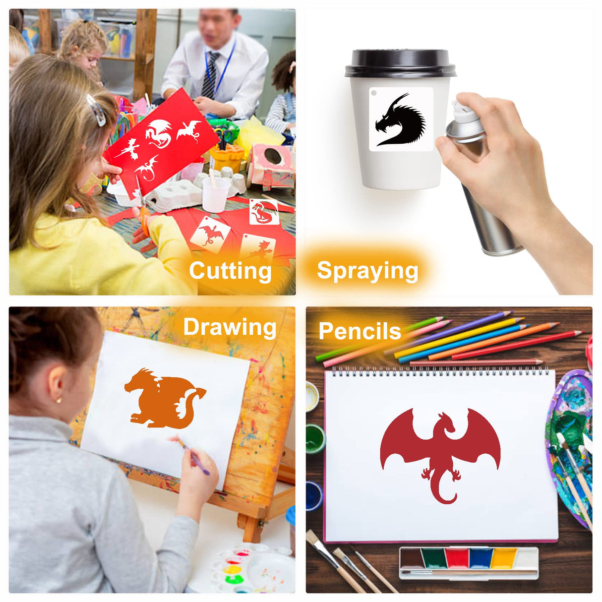 65 Pieces Animal Stencils for Painting, Small Reusable Deer Bear Stencil Template Tree Bee Bird Mountain DIY Craft Paint Stencils for Painting on Hosomono