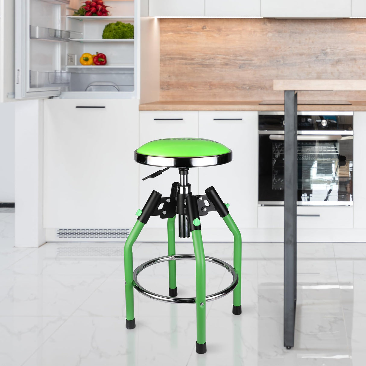 WORKPRO Garage Bar Stool, Heavy Duty Adjustable Hydraulic Shop Stool, 29in to 33. 86in, 330-Pound Capacity, Green WORKPRO