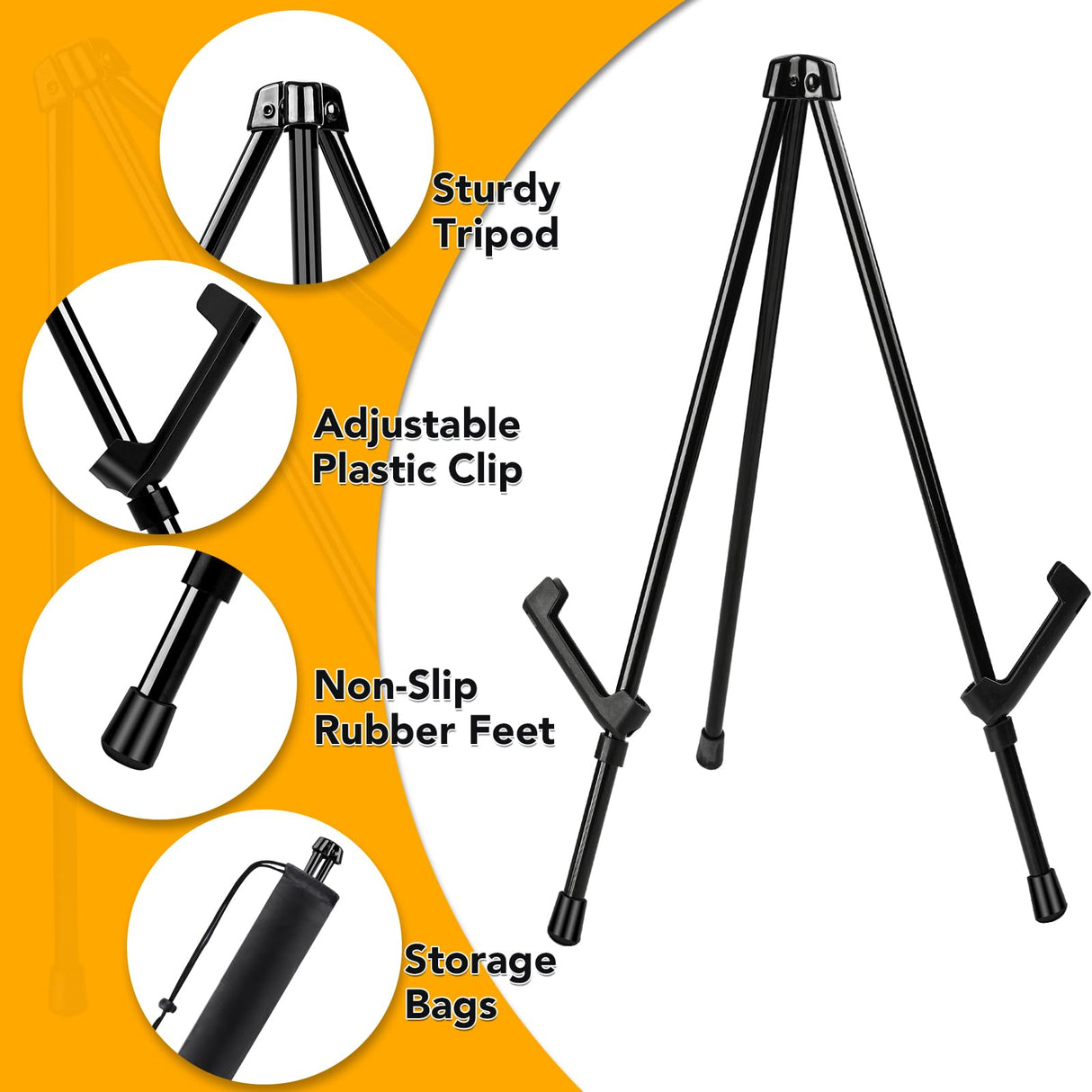 AROIC 14'' Tabletop Instant Display Easel, 12 Pack Black Small Steel Portable & Adjustable Collapsible Table Tripod Easels Stand, for Canvas AROIC