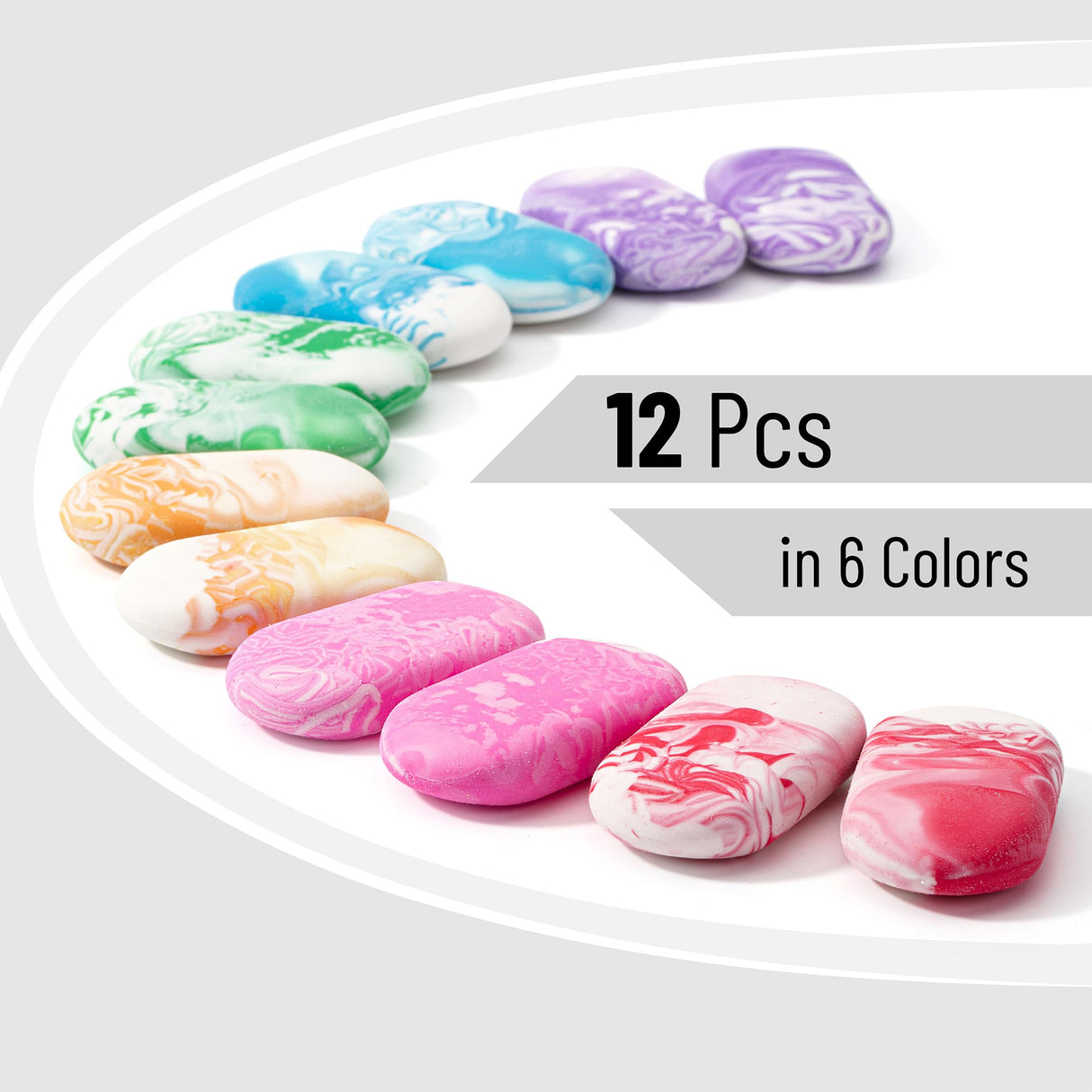 Mr. Pen- Erasers, 12 Pack, Marble Pencil Eraser, Erasers for Pencils, Mr Pen Erasers, Erasers for School, Large Eraser, Erasers for School, Rubber Mr. Pen