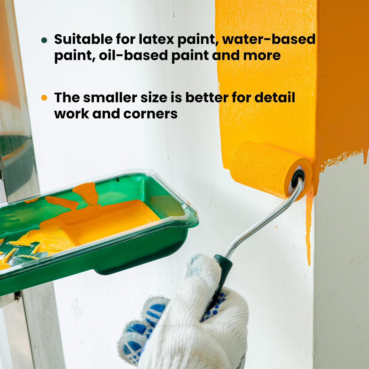 CoatPro Twools Foam Paint Roller, 2 Inch 10 Pack Small Paint Roller Kit with High-Density Foam Paint Roller, Paint Tray, Paint Tray Liner, Roller CoatPro Twools