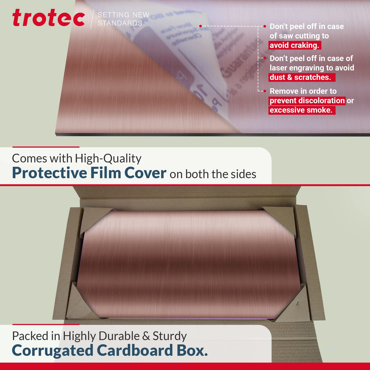 Trotec | Metallic Looking Acrylic Sheet | 8 Pcs | Brushed Silver/Black | 12"x12"x1/16" | Metallic Finish - Scratch Resistant for Laser Engraving & TROTEC