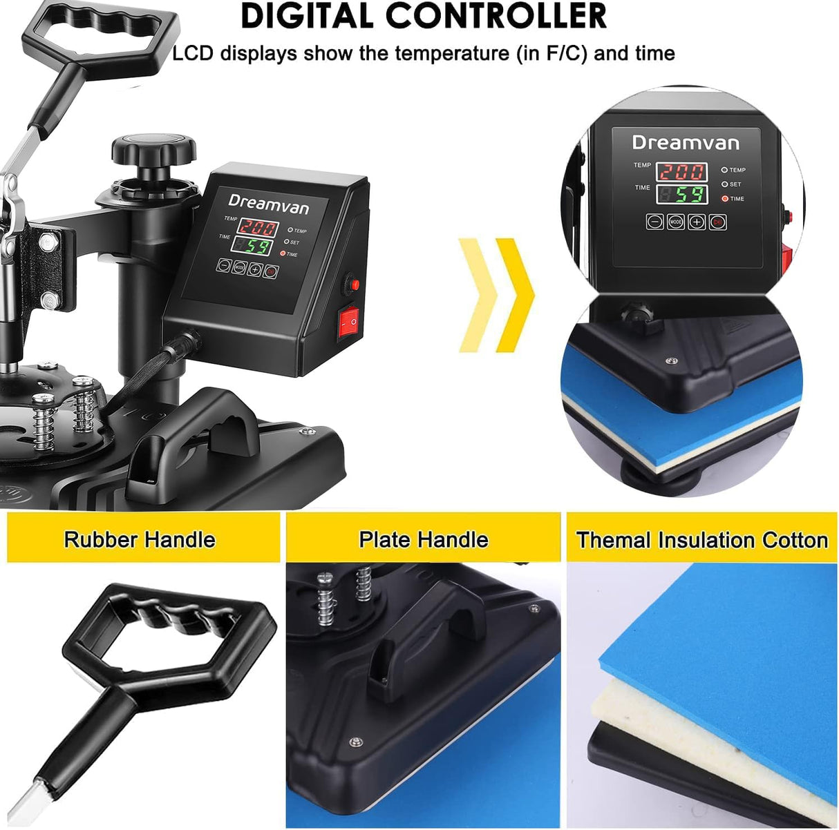 5 in 1 Heat Press Machine for t Shirts Heat Transfer Machine12" X 15"Swing Away Shirt Printing Multifunctional Sublimation Machine Digital Shirt AKEYDIY