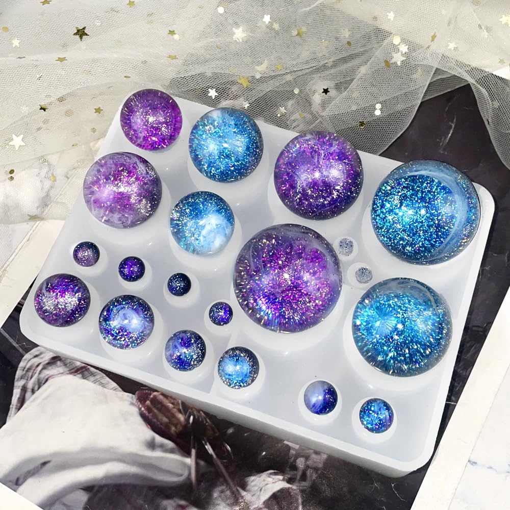 RESINWORLD 20-Cavity Sphere Molds for Resin, Round Ball Resin Mold, Silicone Orbs Mold for Jewellery Making ResinWorld