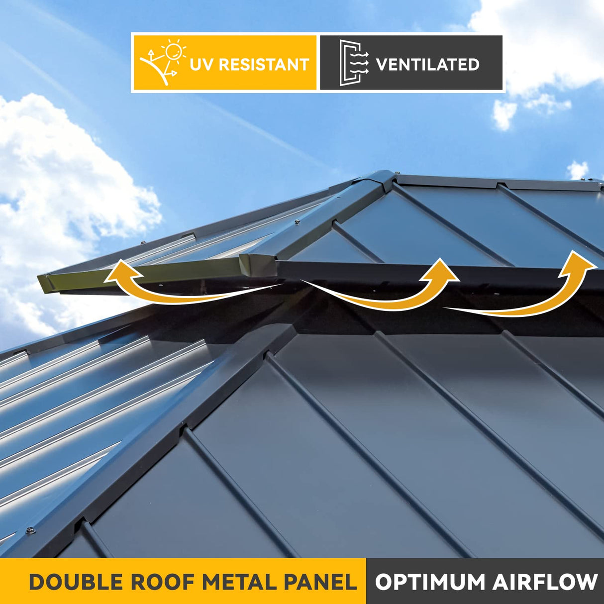 EROMMY 11'x13' Wood Gazebo, Outdoor Hardtop Gazebo Pavilion with Netting and Curtains, Spruce Wooden Frame Double Roof Metal Canopy for Patio EROMMY