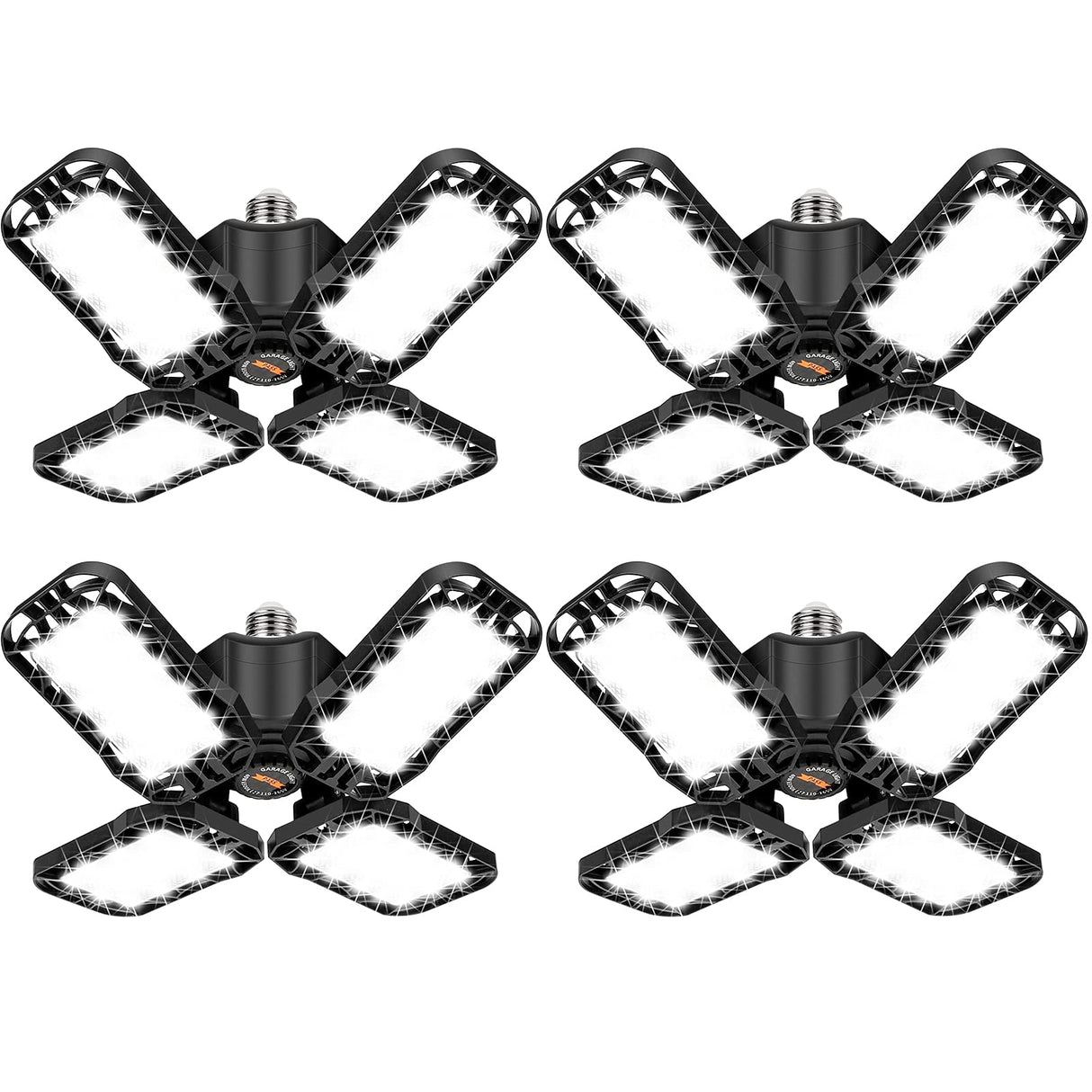 LED Garage Light 4 Pack, 120W Ultra Bright LED Shop Light with 4 Adjustable Panels, 12000LM E26/E27 Base Deformable Ceiling Light Fixtures for Tudoccy