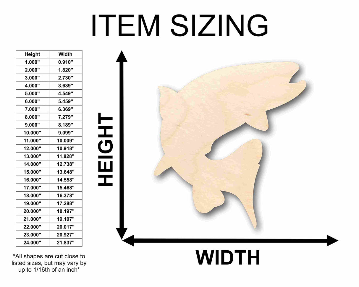 Unfinished Wood Trout Salmon Fish Silhouette - Craft- up to 24" DIY 12" / 3/4" 24 Hour Crafts