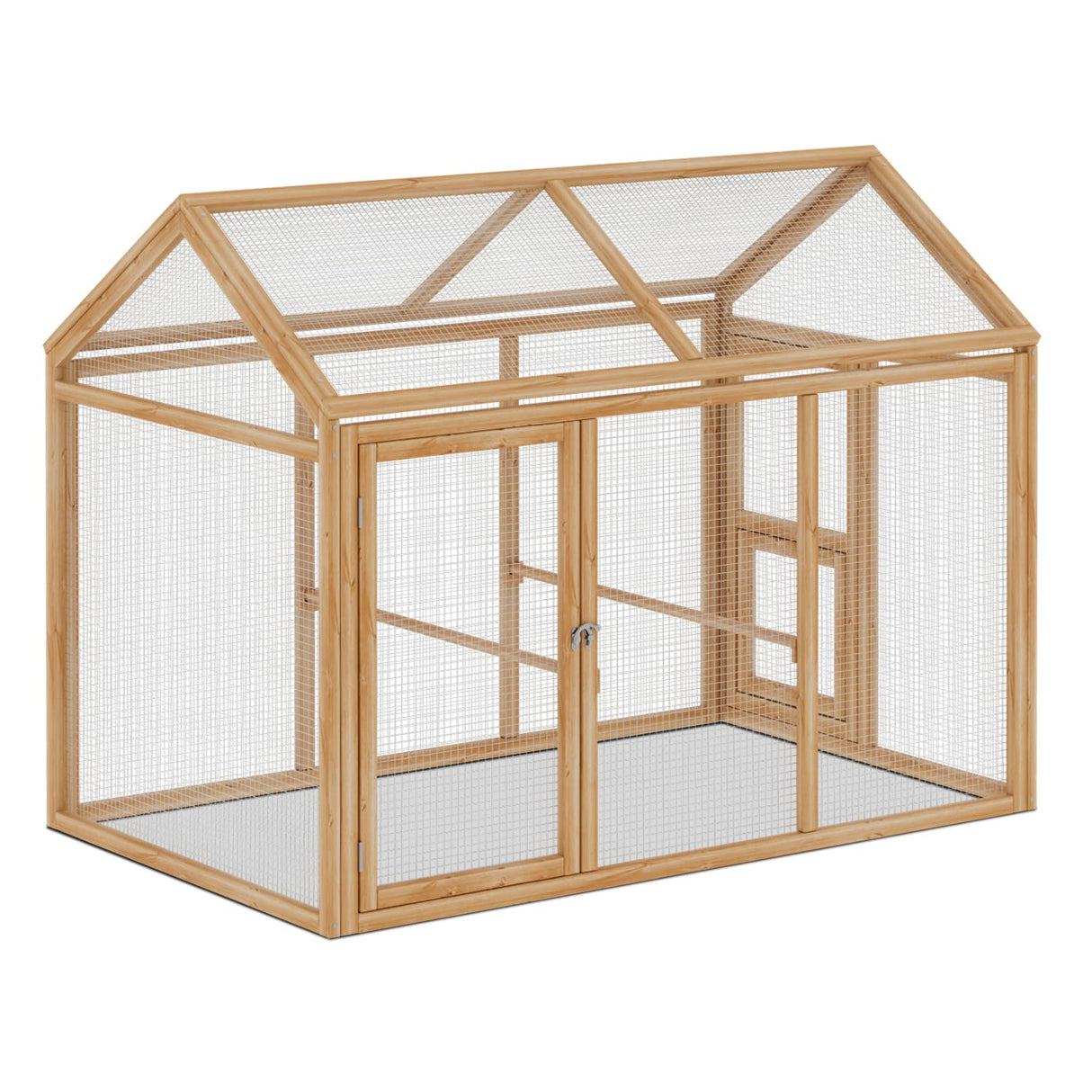 MoNiBloom Outdoor Chicken Coop Large Hen House Poultry Cage with Roosting Rods, Farmhouse Backyard Wood Rabbit Hutch Small Pets Playpens Spire Shaped MoNiBloom