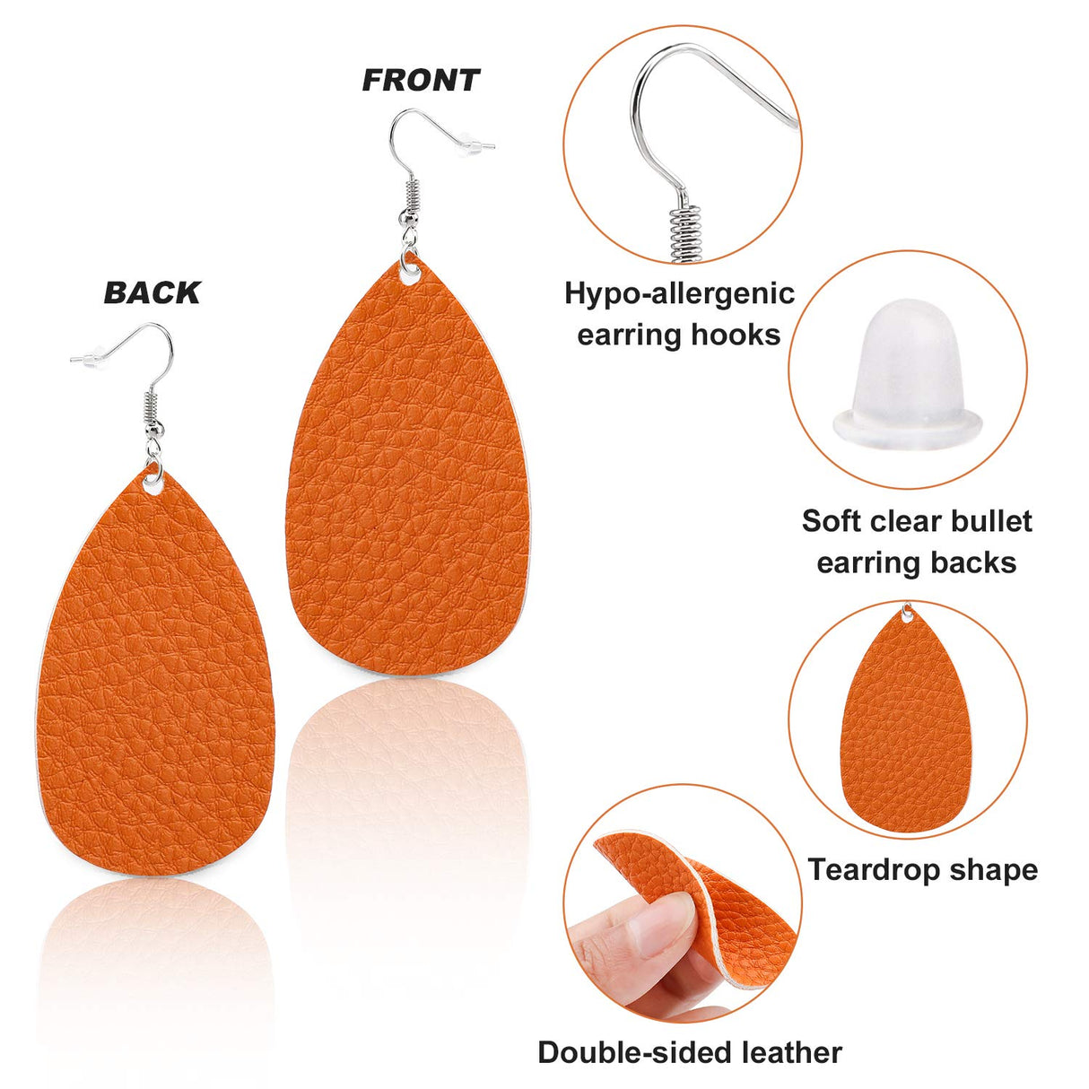 30 Pairs of Teardrop Double-sided Leather Earrings with 30 Color for Women Girls Jewelry Fashion and Valentine Birthday Party Gift AROIC