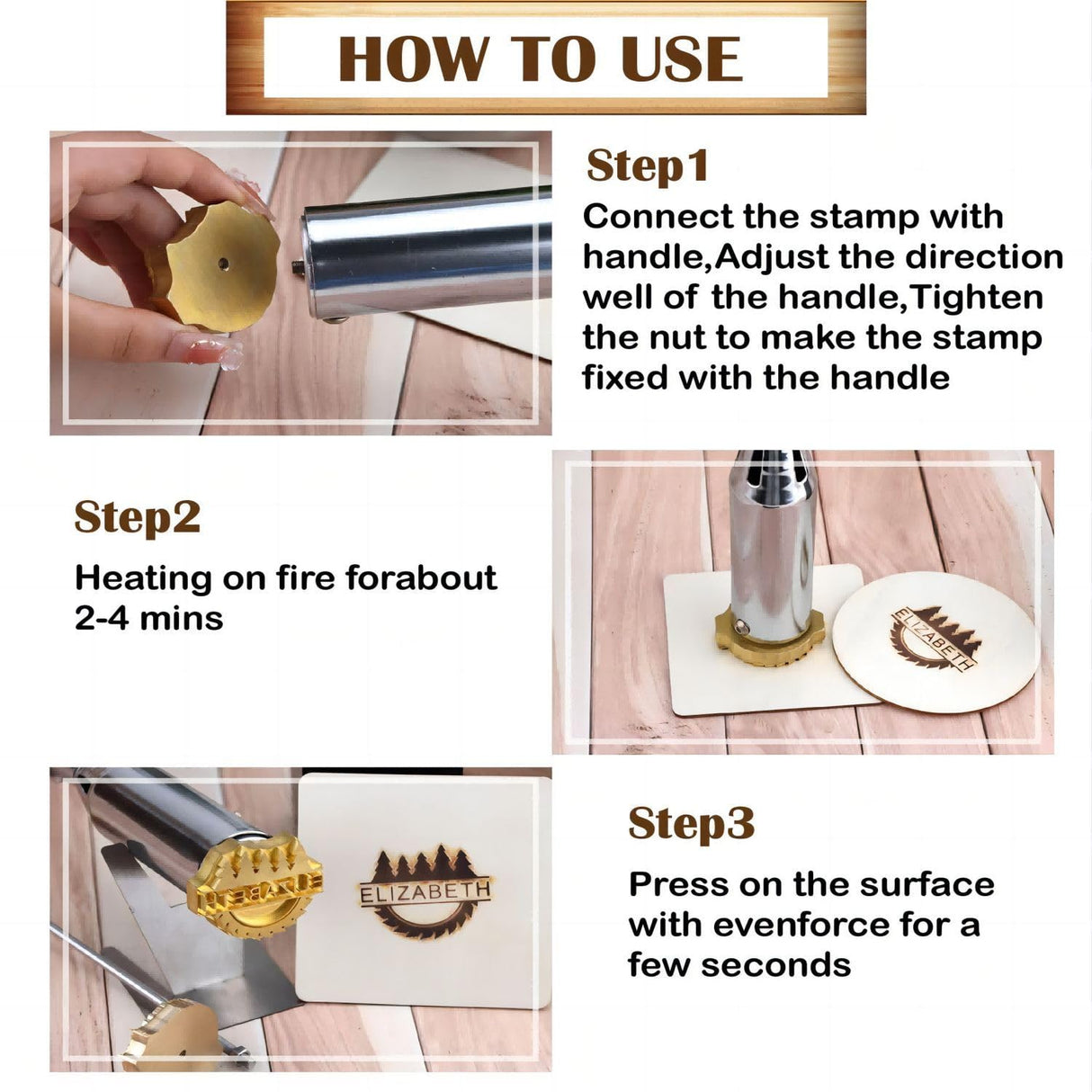 Crawell Custom Electric Branding Iron - Personalised Imprints for Wood, Leather, and More (2.5 Inch, 300W) Crawell