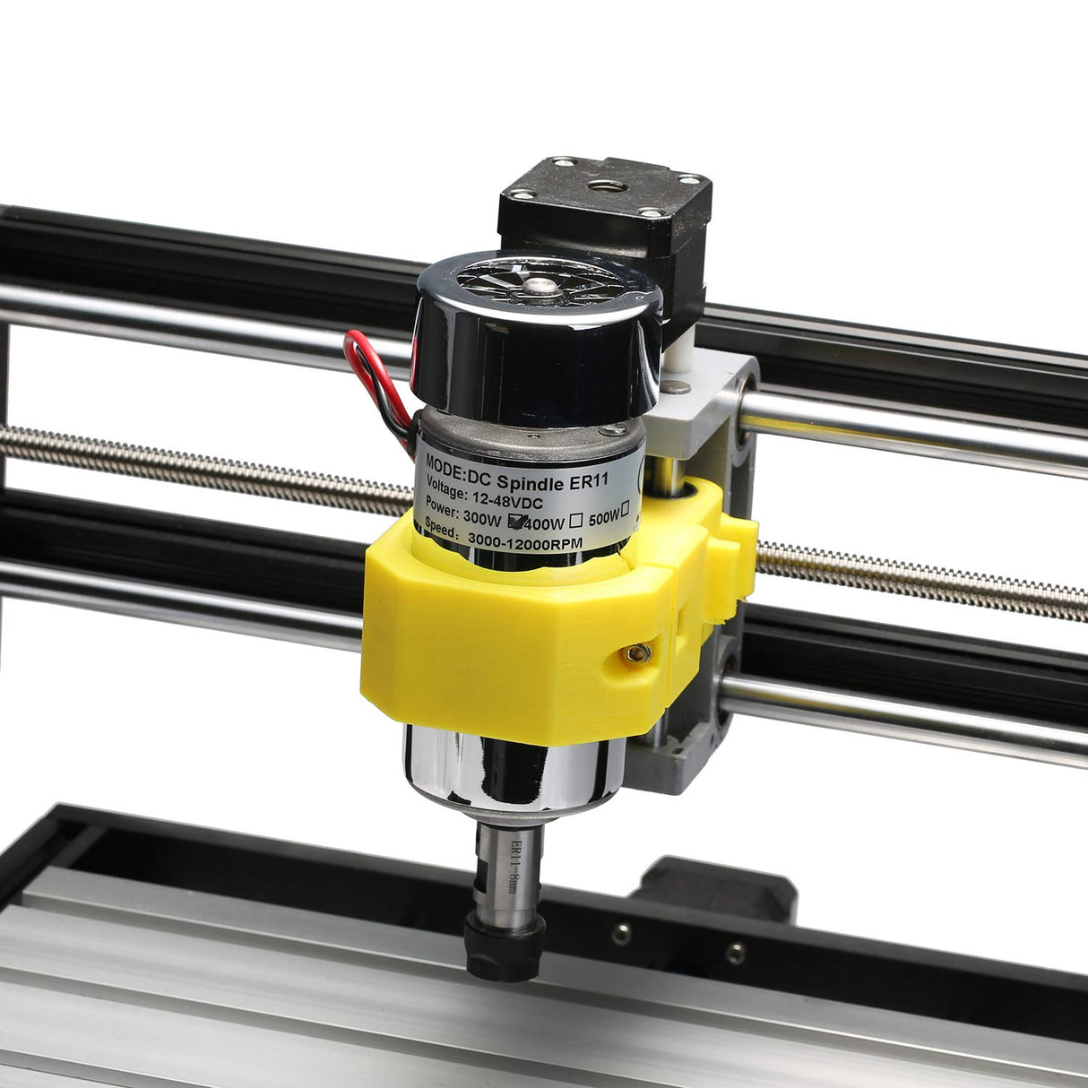 Genmitsu Air-Cooled 300W Brush DC Spindle Motor with 0-48V Output Adjustable Switching Power Supply, 52mm Clamp & ER11 Collet, ideal for CNC Genmitsu