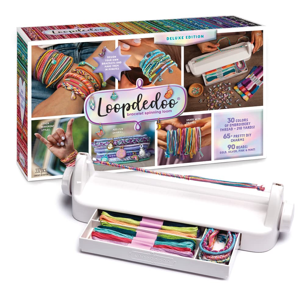 Loopdedoo Deluxe DIY Friendship Bracelet Maker Kit - Make Bracelets in Minutes for Birthdays and Friendship Gifts - Award Winning Crafts Kit for Kids Loopdedoo