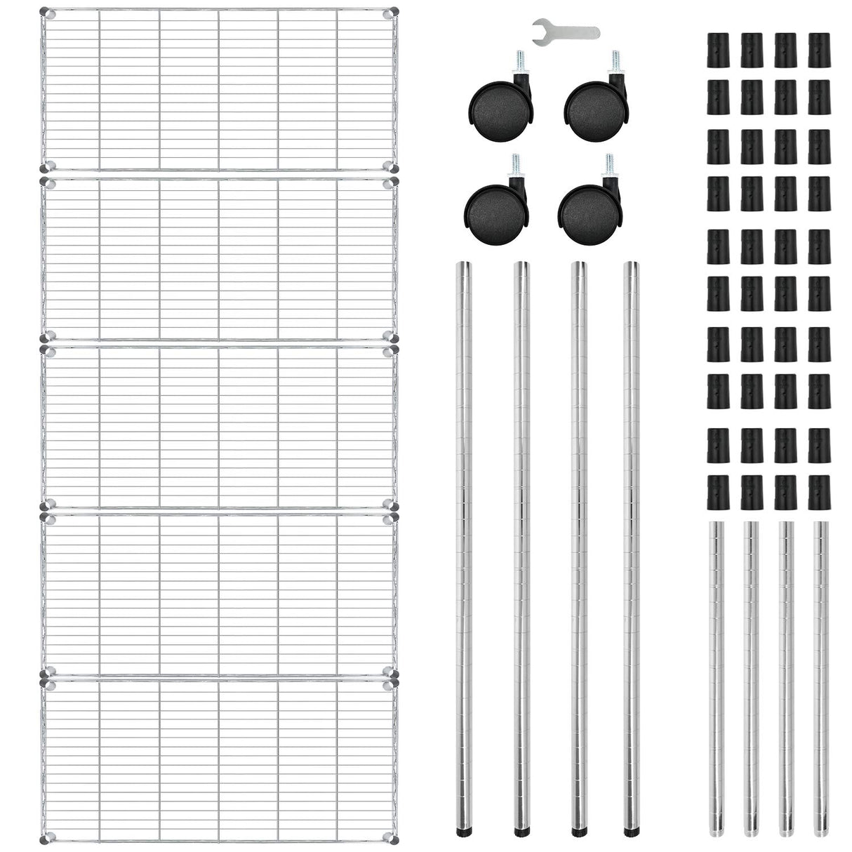 YSSOA 5-Tier Heavy Duty Storage Shelving Unit ,Chrome,35L x 18W x 70H inch YSSOA