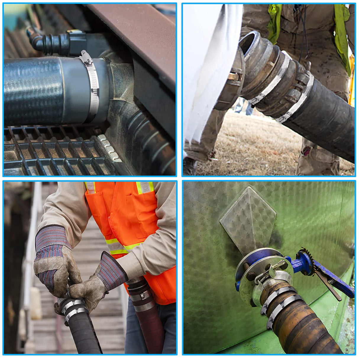 LOKMAN 8 Inch Stainless Steel Duct Clamp Worm Gear Adjustable 195-215mm Hose Clamp, Pack of 5 (8 Inch) LOKMAN