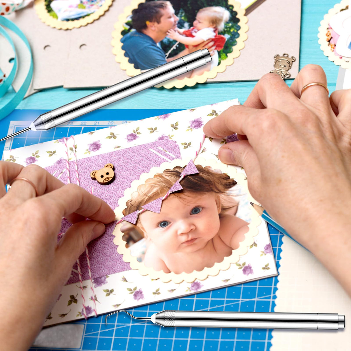 3 Pcs Weeding Tools for Vinyl with LED Light Set Pin Pen Weeding Tool Weeding Pen Craft Tweezers Pin Tools for Cutting Machines Crafting Accessories Therwen