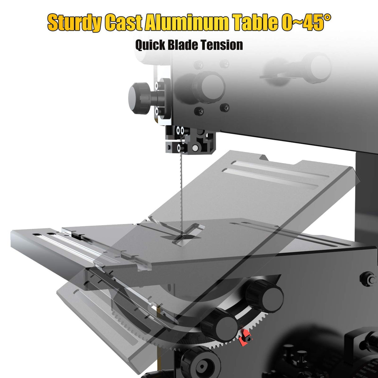 Woodskil 3A 9-Inch Band Saw,2500FPM & 1720RPM Low Noise Induction Motor Bandsaw Anti-Shake with Steel Base and Cast Aluminum Table,Removable Safety Woodskil
