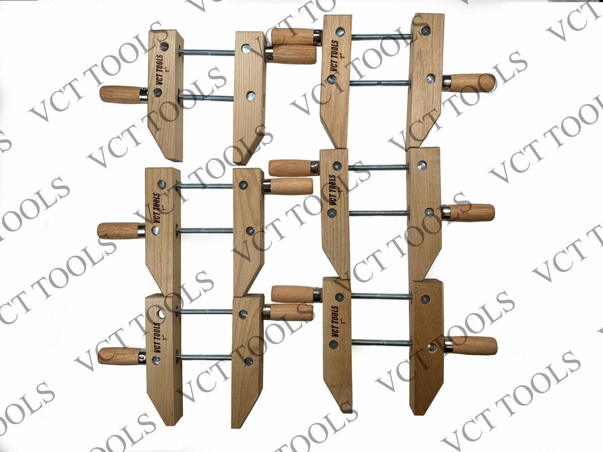 VCT 7" Inch Wooden Handscrew Clamp Hand Screw Clamps for Woodworking, 6 Pack VCT