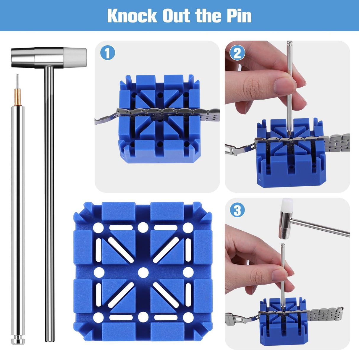 Watch Link Removal Tool Kit, Watch Band Strap Link Pins Remover Repair Tool, Watch Sizing Tool Kit for Watch Bracelet Adjustment Resizing, Watch Pin BYNIIUR