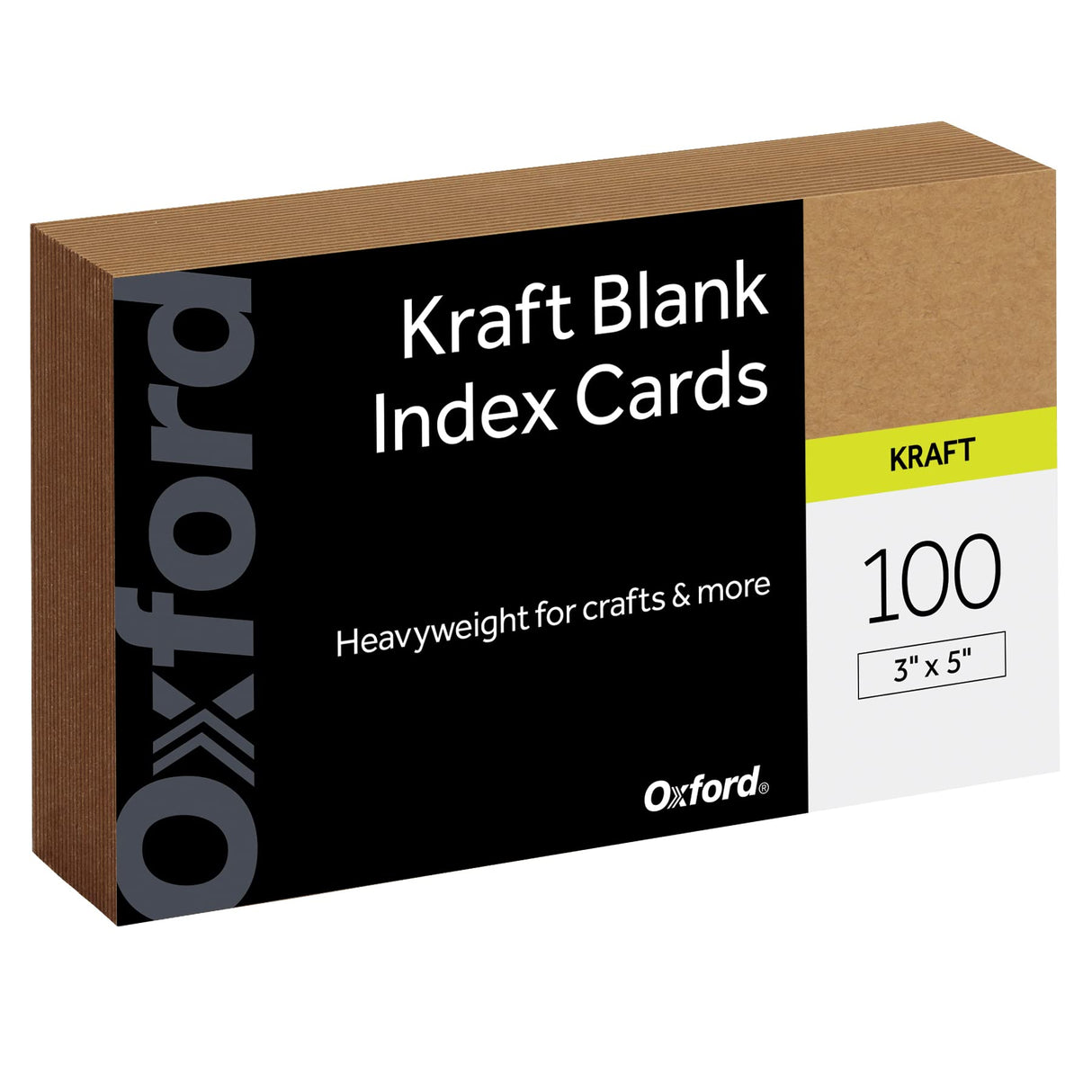 Oxford Kraft Index Cards, 100 Pack, 3x5" Index Cards, Thick, Premium Paper for Gifts, Crafts, Parties, Flash Cards, Brown, Blank on Both Sides Oxford