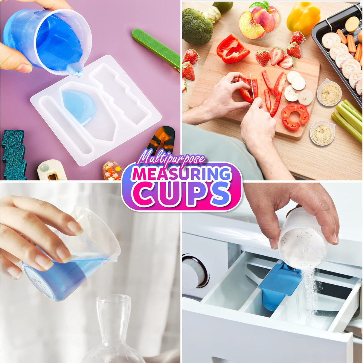 LEOBRO 24 PCS 100ml Resin Measuring Cups with 35PCS Mixing Sticks, Graduated Epoxy Resin Mixing Cups, Small Beaker, Plastic Measuring Cup for Epoxy LEOBRO