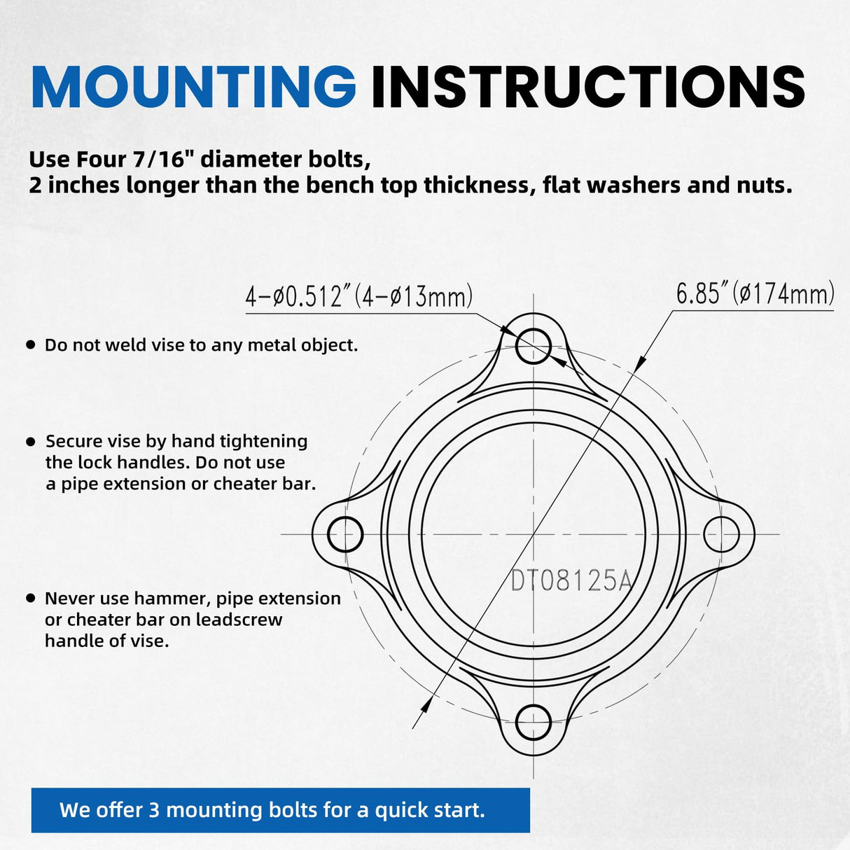 Forward DT08125A 5-Inch Heavy Duty Bench Vise 360-Degree Swivel Base and Head with Anvil (5", Ductile Iron) Forward