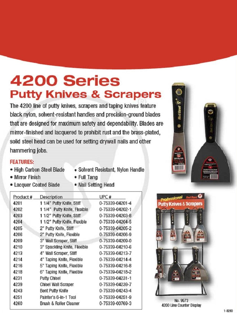 Red Devil 4251 6-in-1 Painter's Tool, 1-Pack, Black Red Devil