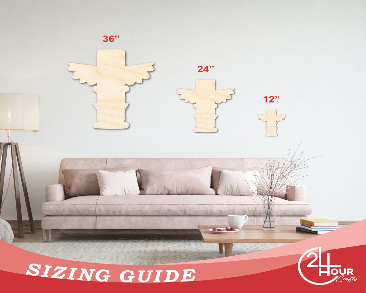 Unfinished Wood Totem Shape | Native American | Craft Cutout | up to 36" DIY 7" / 1/8" 24 Hour Crafts