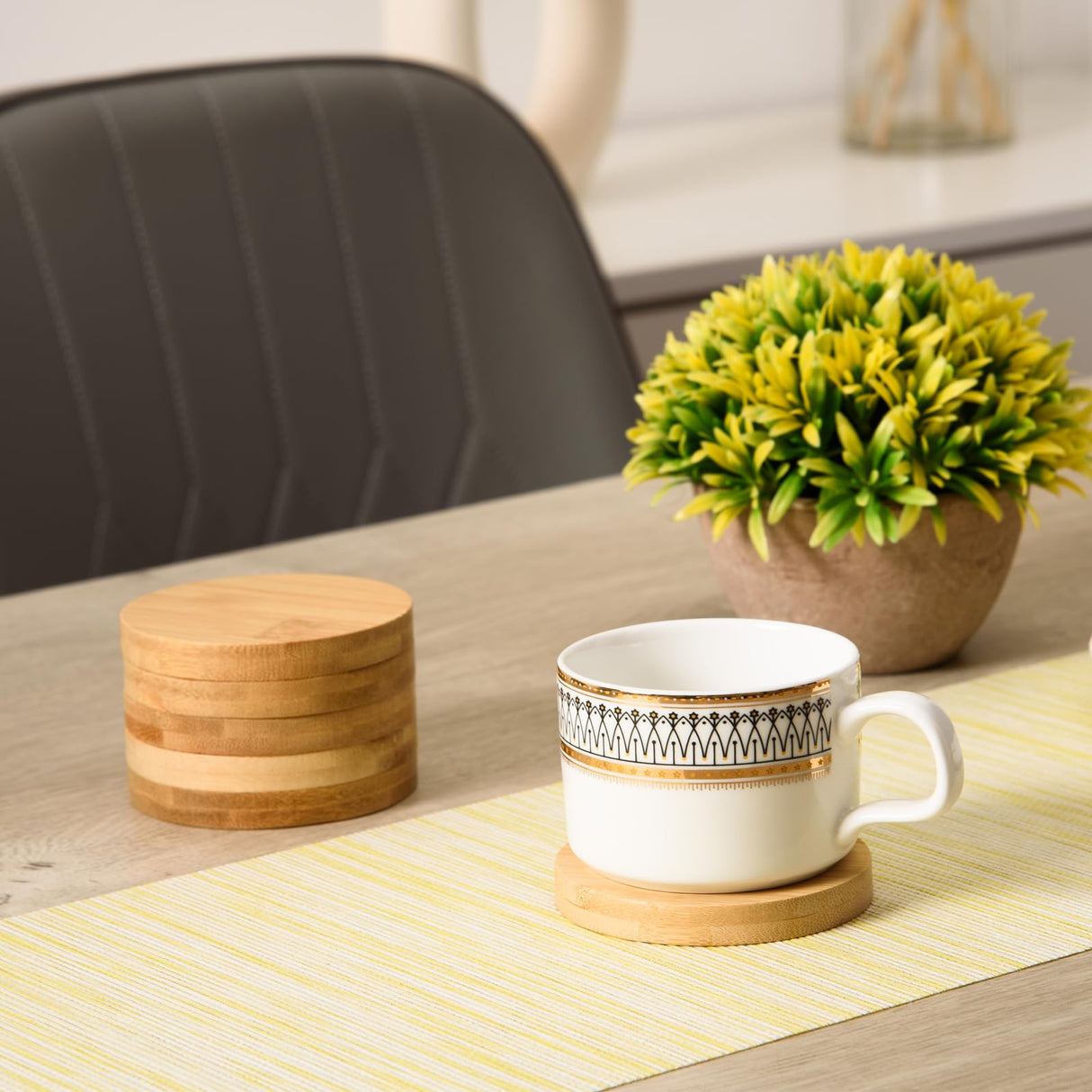 24 Pcs Round Bamboo Coasters 3.15 Inch Bamboo Wood Coasters Natural Wooden Coasters Bamboo Drink Cup Coasters Set for Coffee Table, Hot Drinks, Cold AWIZOM