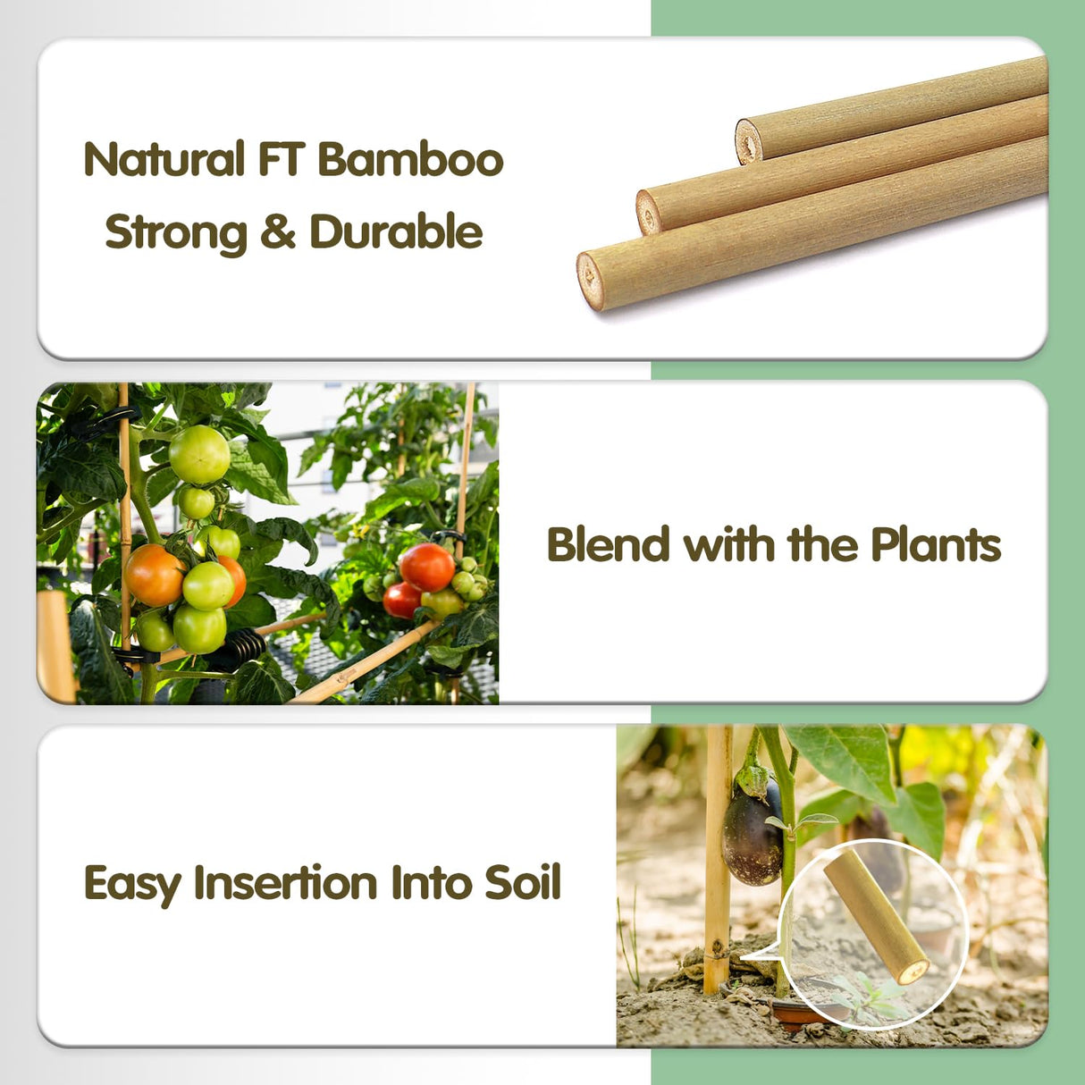 Bamboo Stakes,4FT Natural Bamboo Garden Stakes,BOVITRO 25Pcs Bamboo Plant Stakes,Bamboo Sticks for Tomato,Beans,Vegetable and Climbing Plants BOVITRO
