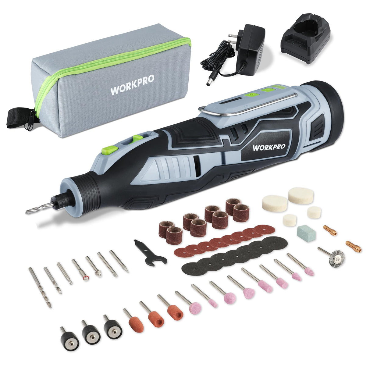 WORKPRO 12V Cordless Rotary Tool Kit, 5 Variable Speeds, Powerful Engraver, Sander, Polisher, 114 Easy Change Accessories, Craft Tool for Handmade WORKPRO