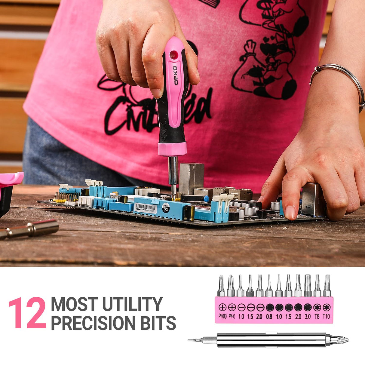 DEKOPRO Tool Set for Women: Pink Tool Set for Home Repair, Womens Tool Kit for All Purpose 42 Piece DEKOPRO