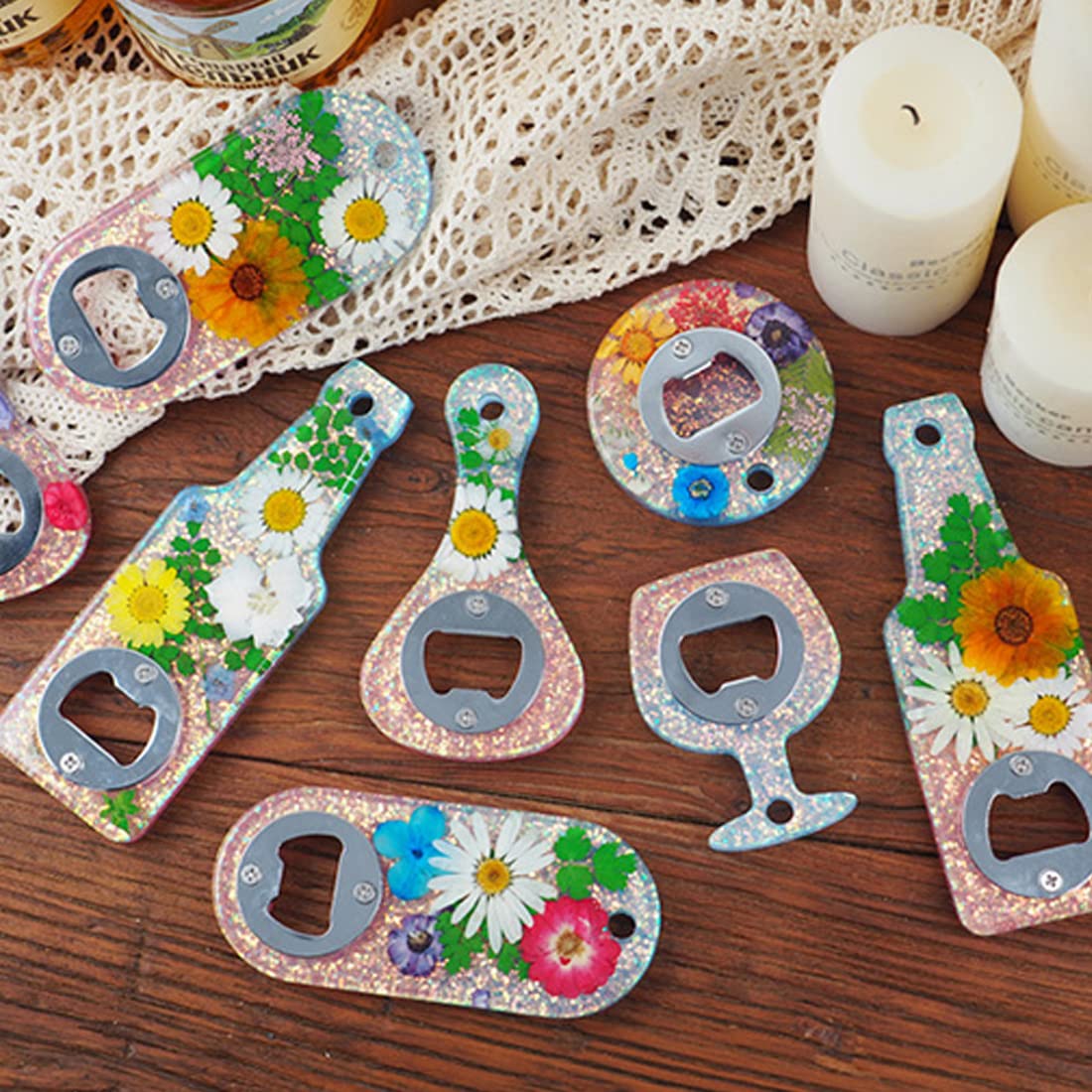 Bottle Opener Resin Molds Kit, Beer Opener Silicone Molds for Epoxy, Resin Jewelry Casting Molds, DIY Crafts Making for Best Gifts. Kizcmvre