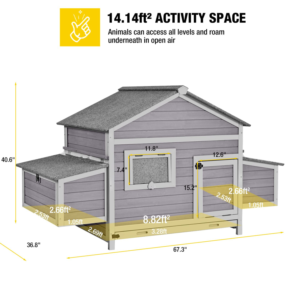 Aivituvin Chicken Coop with Two Large Nesting Boxes Wooden Hen House Outdoor Poultry Cage Duck Coop Weatherproof Aivituvin
