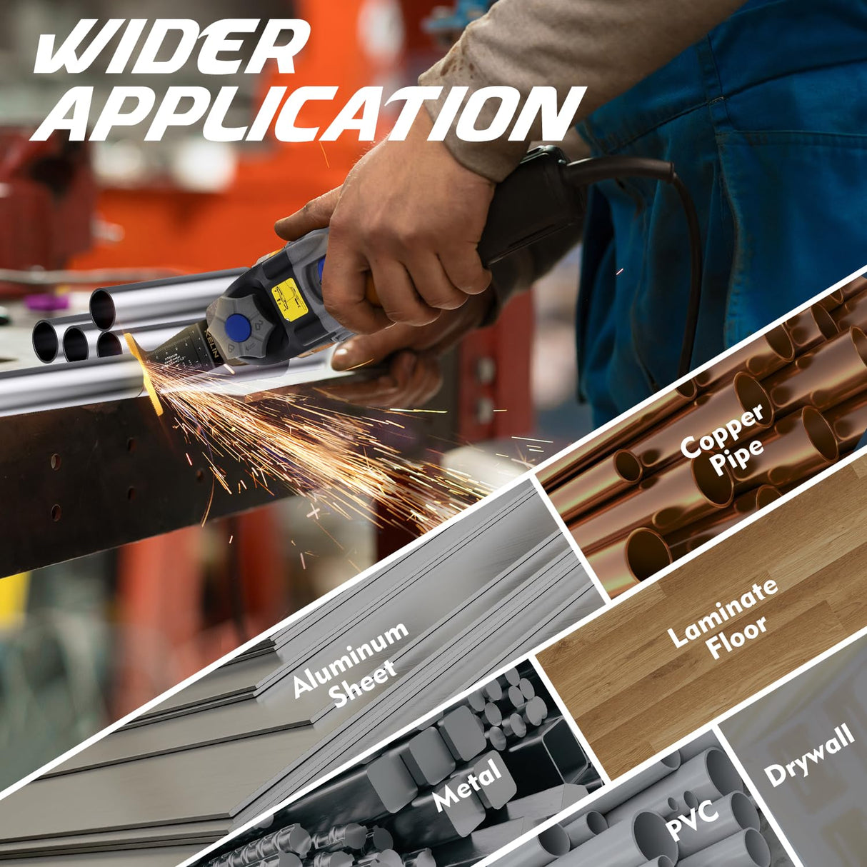 KELIN 16pcs Titanium Oscillating Tool Blades, Universal Multitool Blades for Metal Wood Cutting, Oscillating Saw Blade for Metal Hard Material, Multi KELIN