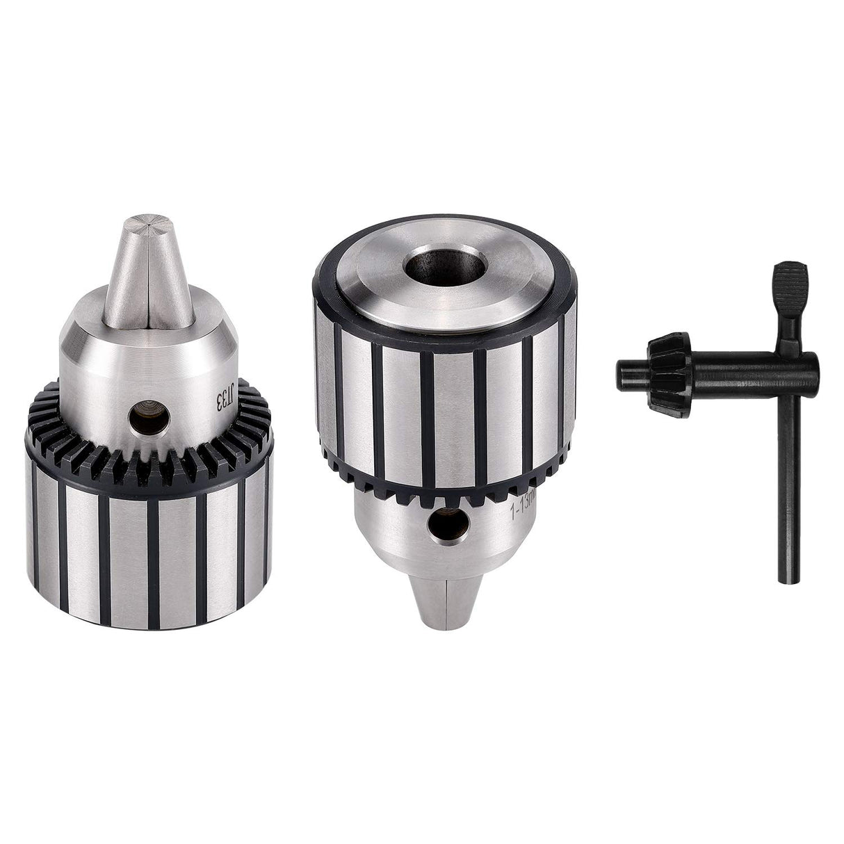 KingTool 4 Pcs Drill Chuck Set - 1/2-Inch Drill Chuck with Chuck Key with #1 (JT33-MT1) and #2 (JT33-MT2) Morse Taper Arbor - WoodArtSupply