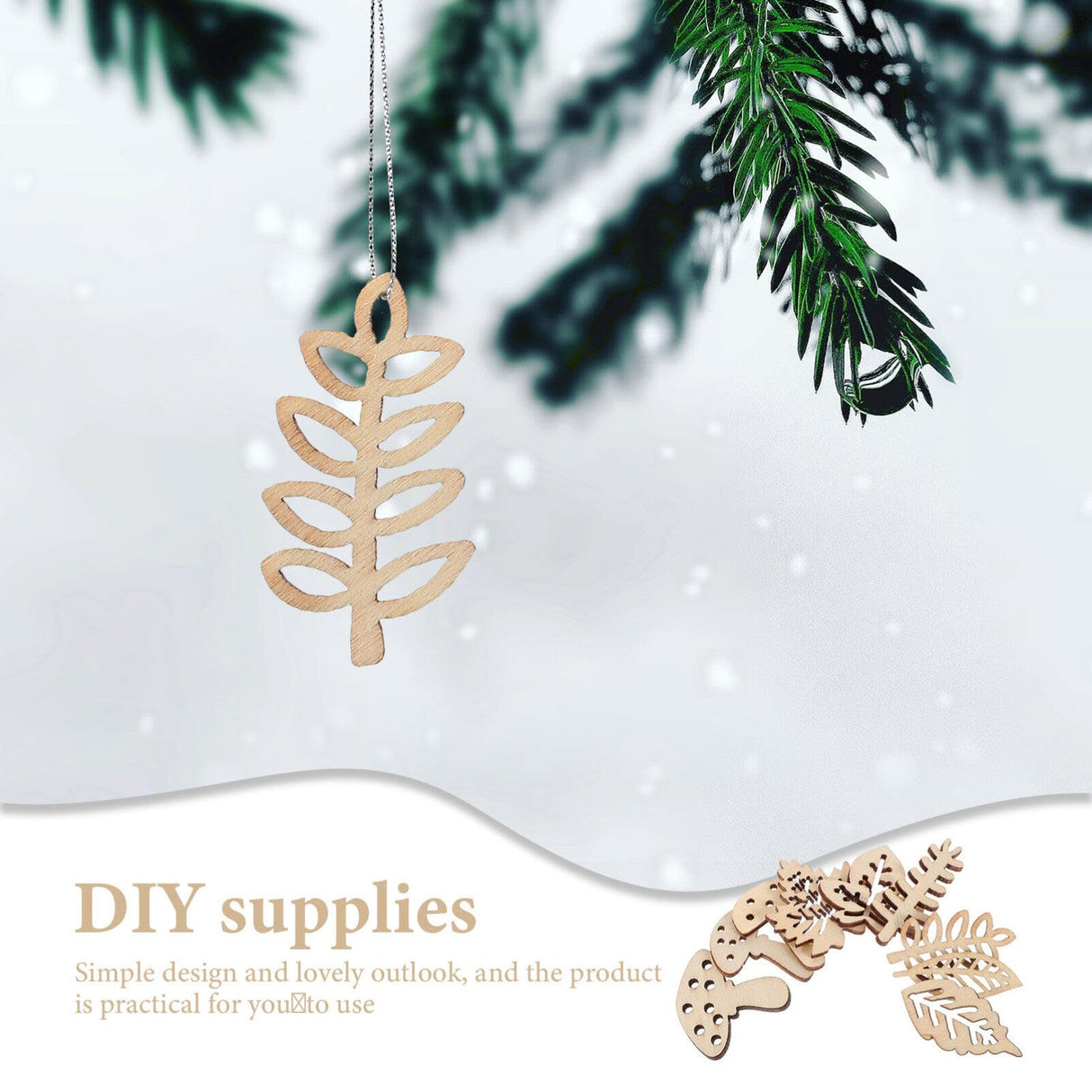 VILLCASE 1 Set Fall Thanksgiving Unfinished Wooden Ornaments Hollow Maple Leaves Mushrooms Wood Cutout Blank Wood Shapes Wood Slices for Kids Craft VILLCASE