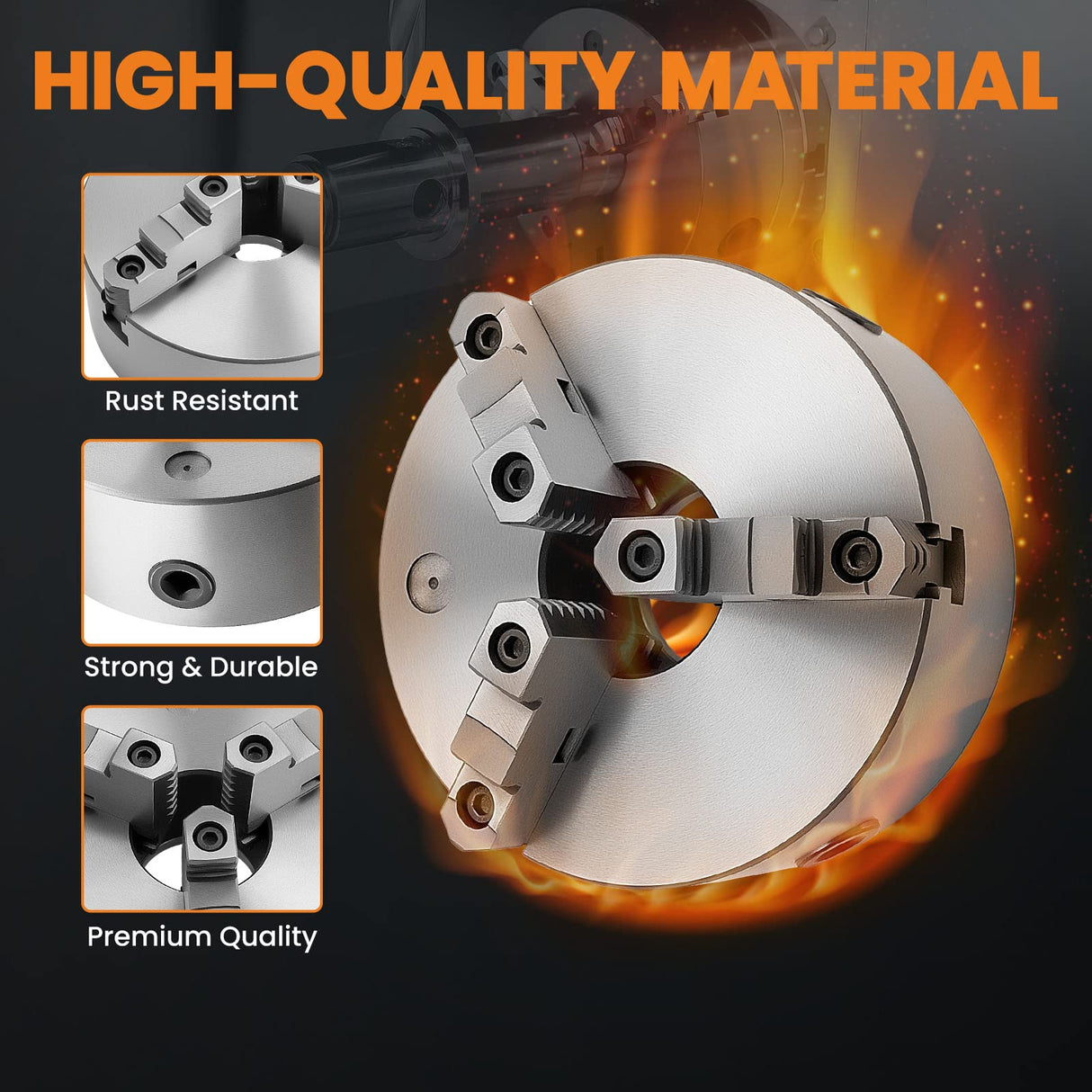 maXpeedingrods 8" 3-Jaw Lathe Chuck, K11-200A Self Centering Chuck, with T-key Fixing Screws Hexagon Wrench, Internal External Grinding for Lathe 3D maXpeedingrods