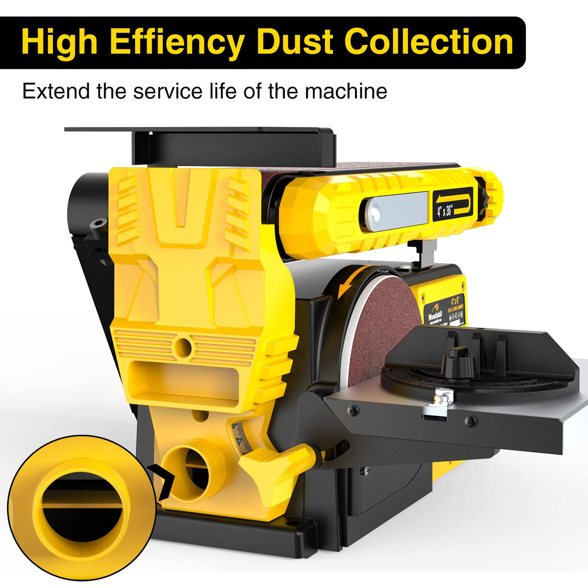 Woodskil 4.5-Amp Belt Disc Sander Combo, 4 x 36 in. Belt and 6 in. Disc Sander with 3/4HP Motor, Belt Sander for Woodworking with Base, Bench Sander Woodskil