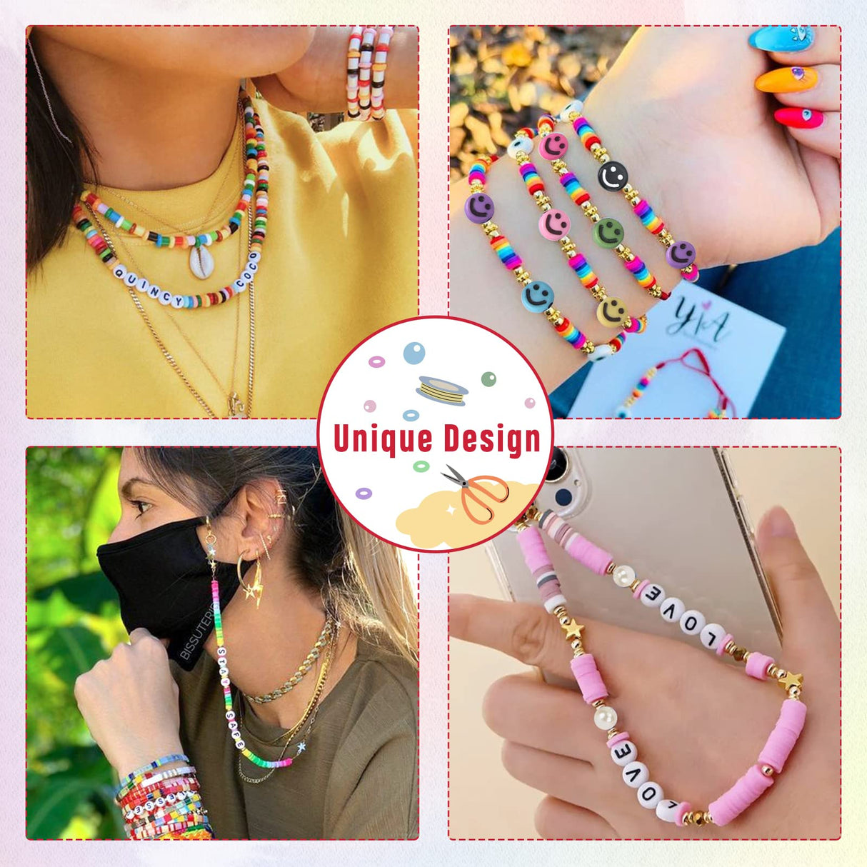 QUEFE 7870pcs Clay Beads for Jewelry Making Kit, 40 Colors Charm Bracelet Making Kit for Girls 8-12 for Crafts QUEFE