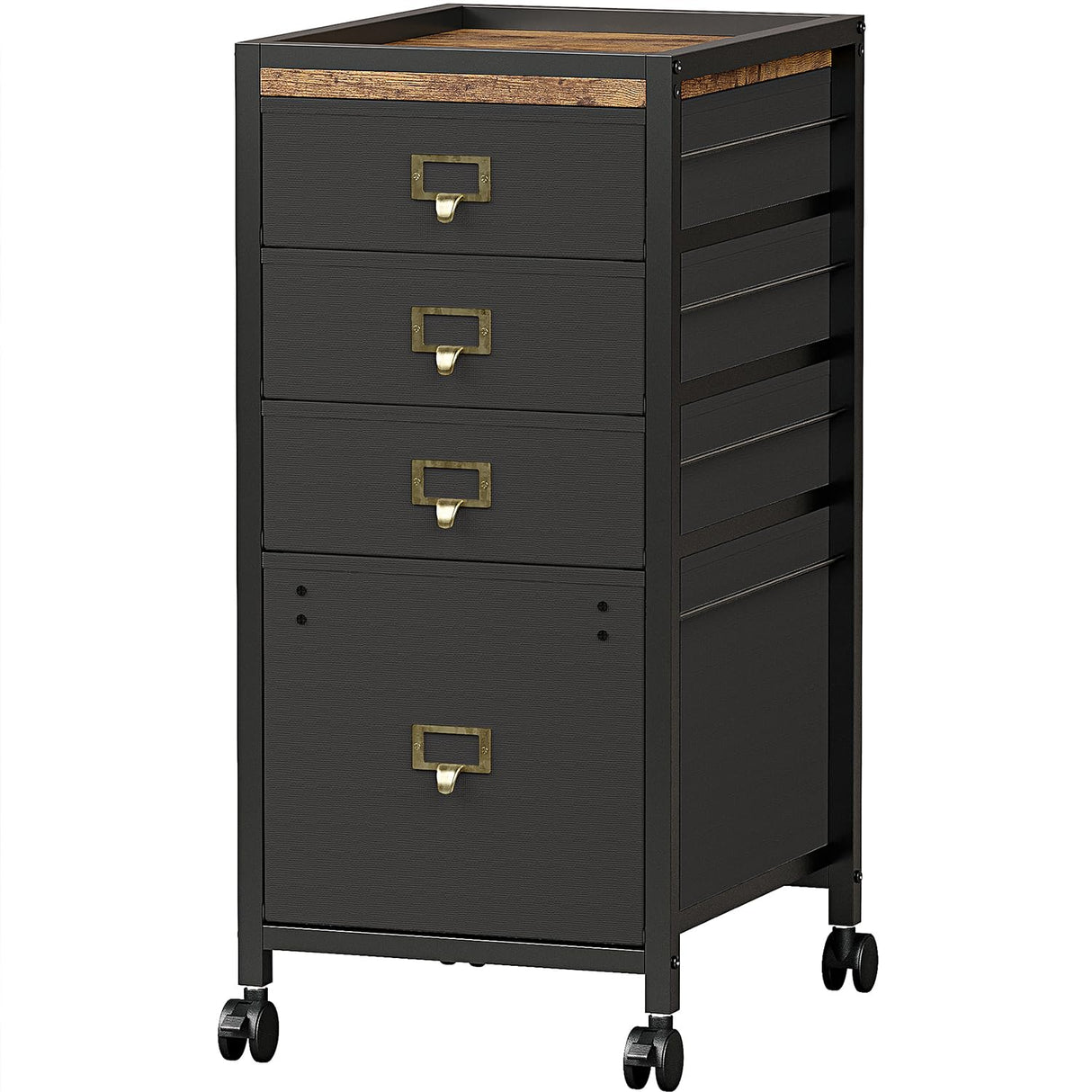 GAOMON File Cabinet, Filing Cabinet with 4 Drawer, Mobile File Cabinet Fits Letter Size or A4, Fabric Vertical File Cabinet on Wheels, Home Office GAOMON