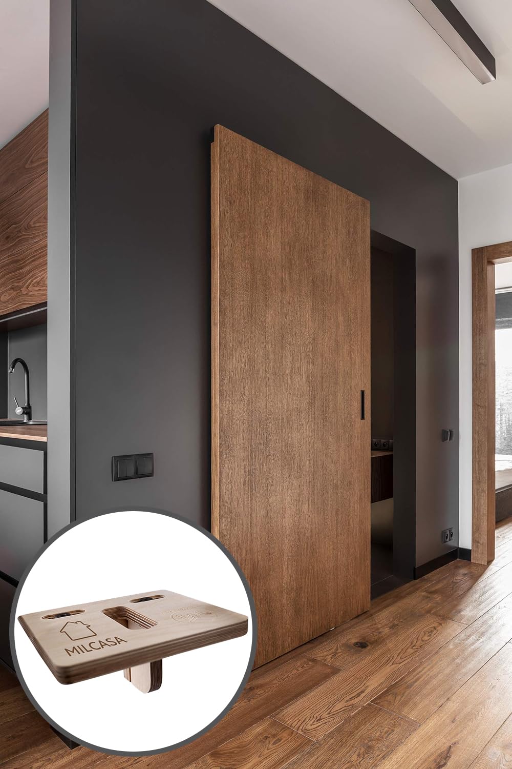 Milcasa Magic 2 (1800) – Wall Mount Concealed Sliding System for Wood Doors (Door is NOT Included) - Completely Concealed Hardware and Track. Made in Milcasa