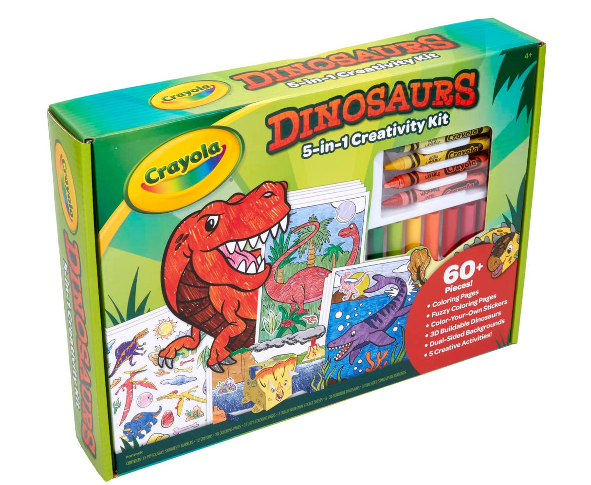 Crayola Dinosaur 5-in-1 Art Kit, Dinosaur Toys Alternative, Gift for Kids, Ages 4, 5, 6, 7 Crayola