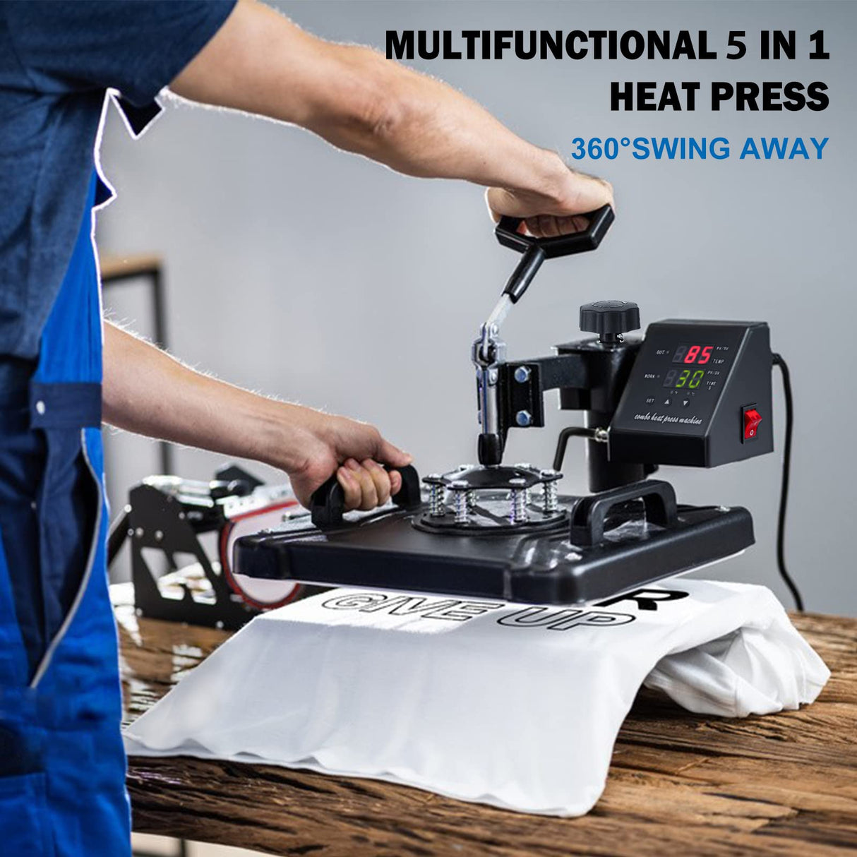 TOPDEEP 5 in 1 Heat Press Machine, 12x15 inch Swing Away Heat Press for Sublimation, T Shirt Pressing Machine Multifunction, Heat Press Transfer Topdeep