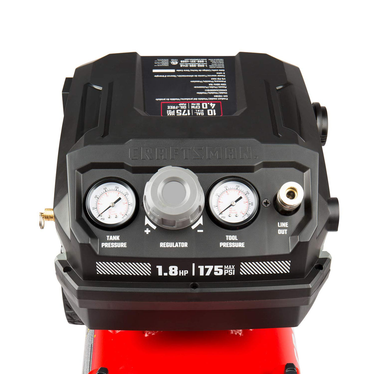 Craftsman Air Compressor, 10 Gallon 1.8 HP Max 175 PSI Pressure, Powerful and Portable Oil Free Compressor, Maintenance Free, for Home, Garage, Craftsman