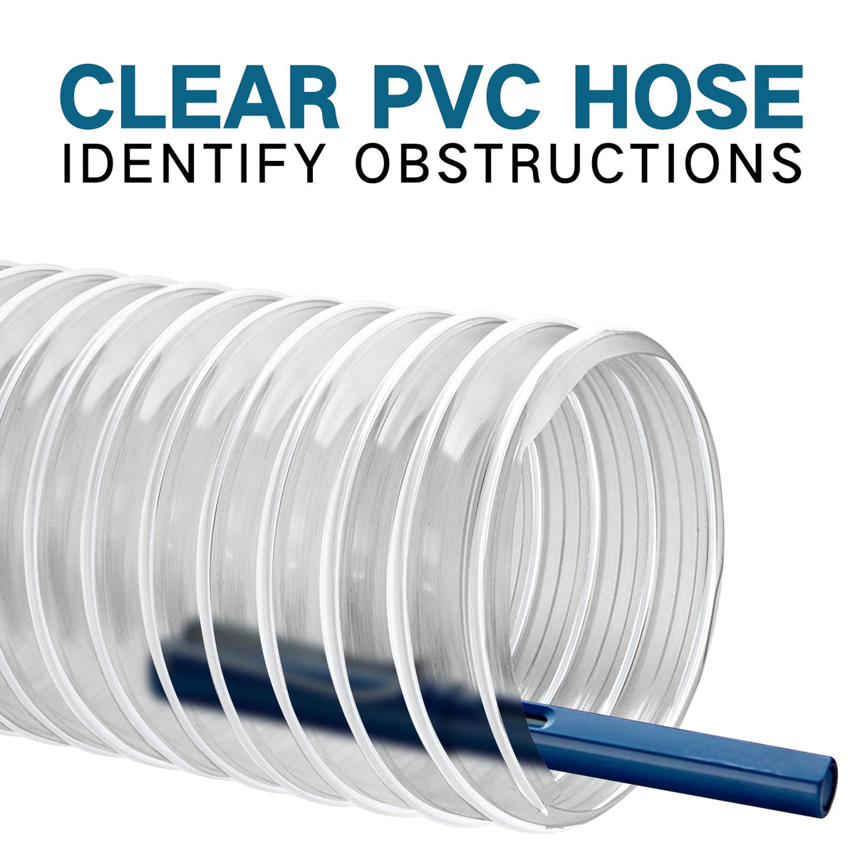 Heavy PVC Dust Collection Hose 2 1/2" x 20', Puncture Resistant PVC Dust Collection Hose with Carbon Steel Wire Coil, Flexible Clear PVC Fume Qucship
