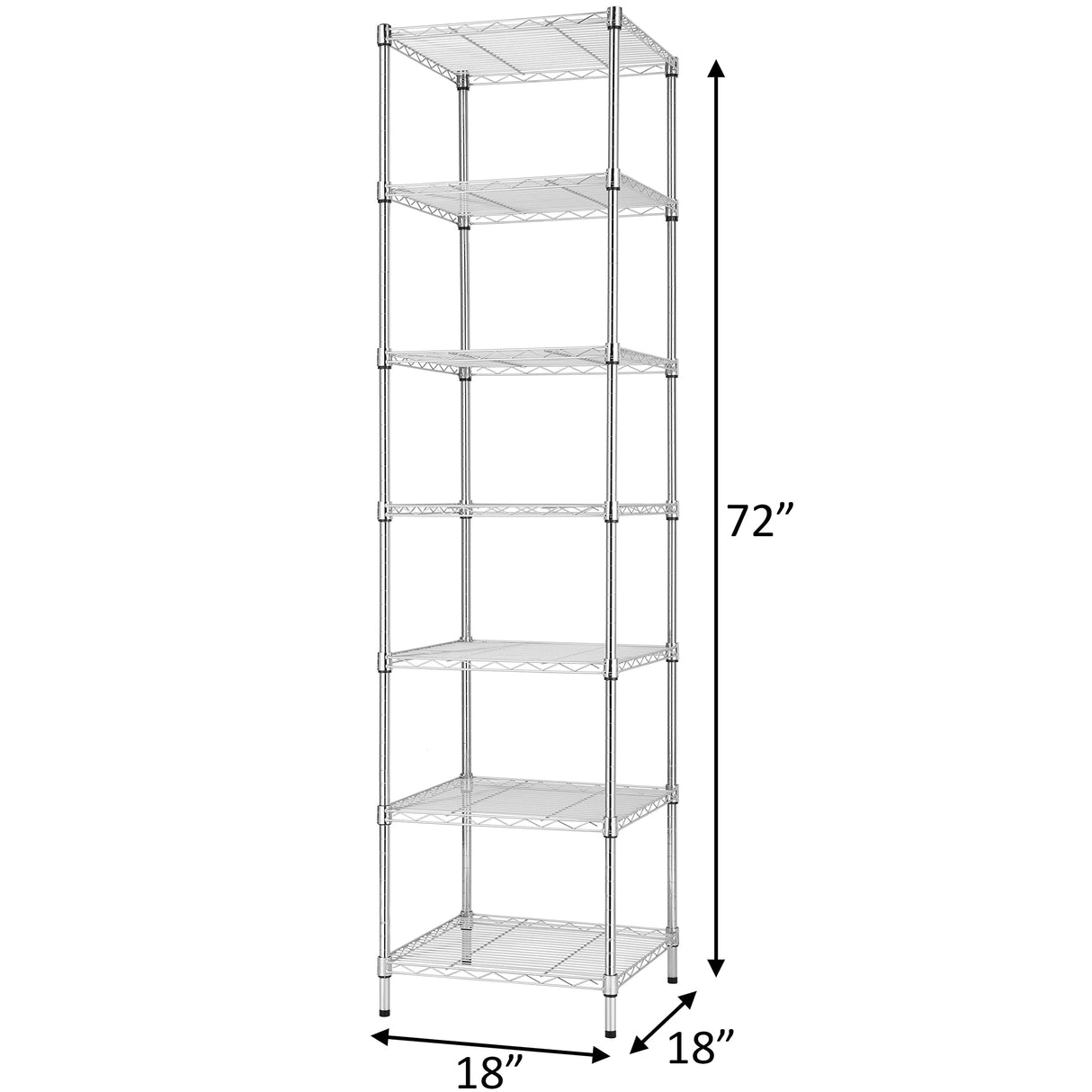 Finnhomy Heavy Duty 7 Tier Wire Shelving, 18x18x72 inches 7 Shelves Storage Rack with Thicken Steel Tube, Pantry Shelves for Storage, Adjustable Finnhomy